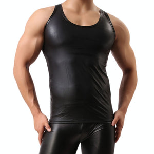The Beef - Mens Sexy Tank Top Faux Leather