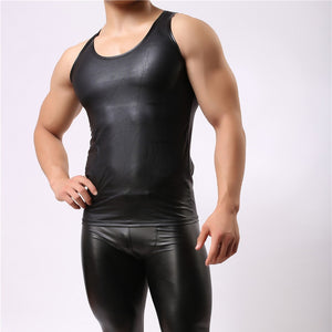 The Beef - Mens Sexy Tank Top Faux Leather